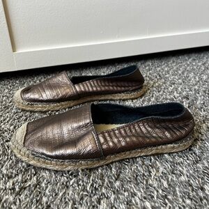 FABIOLAS Women’s Rose Gold Leather Espadrilles Shoes Size‎ EU 38